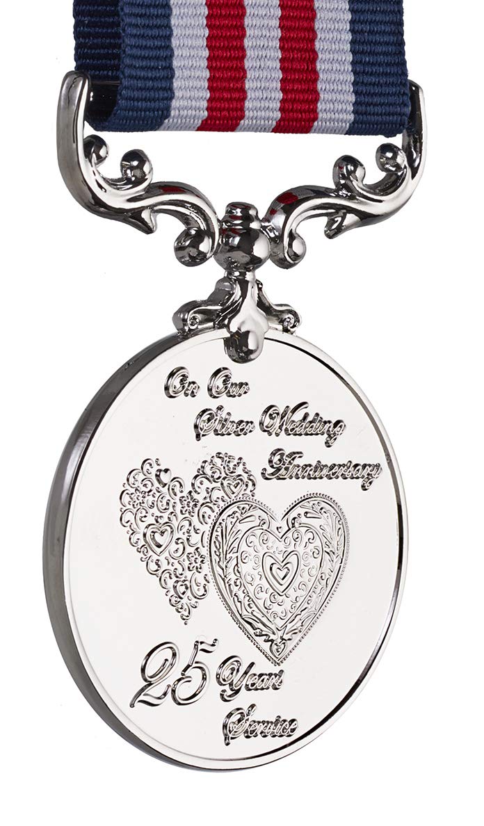 The Commemorative Coin Company 25th Golden Wedding Anniversary Medal for Long/Distinguished Service and Bravery in the Field. Gift/Present Husband/Wife/Partner/Couple