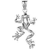 Claddagh Gold Polished .925 Sterling Silver Frog Animal Pendant