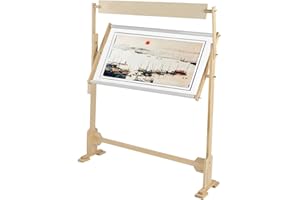 Wooden Embroidery Stand with Cross Stitch Frame, Height Adjustable and 360 Degree Rotatable for Arts and Crafts, Sewing