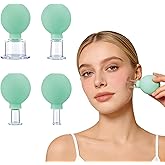 CZYOKSJ 4-Piece Facial Massage Cup Set - Soft Silicone Face Suction Kit for Glowing Skin & Refreshing Contours - 4 Sizes of Mint Green Cups for Daily Beauty Rituals & at-Home Facial Spa
