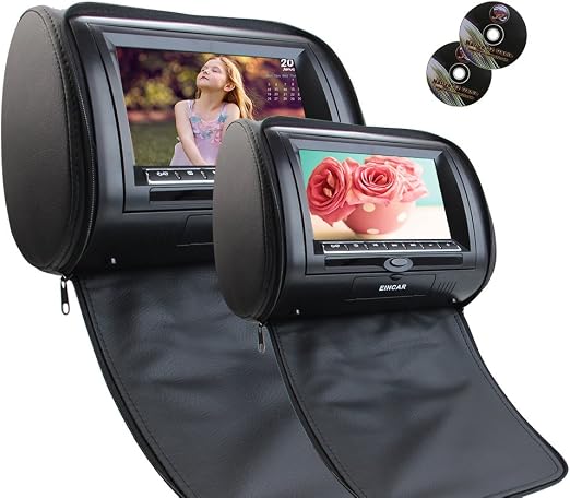 Srliya 2 Display Poggiatesta Auto 7" HD - Lettore Video Con Telecomando, Per Sedili Posteriori, Universale