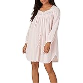 Eileen West Queen Anne’s Lace Womens Sleepwear & Loungewear – Heirloom Dream Collection - 100% Cotton Long Sleeve Short Robe