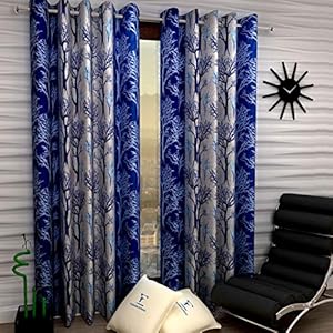 Fashion String 2 Pieces Long Door Curtain Set, 9 feet Long ,Maroon