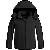 wantdo Girls Winter Coat Waterproof Windbreaker Snow Ski Jacket Warm Thick Rain Coats Kids Jacket with Removable Hood
