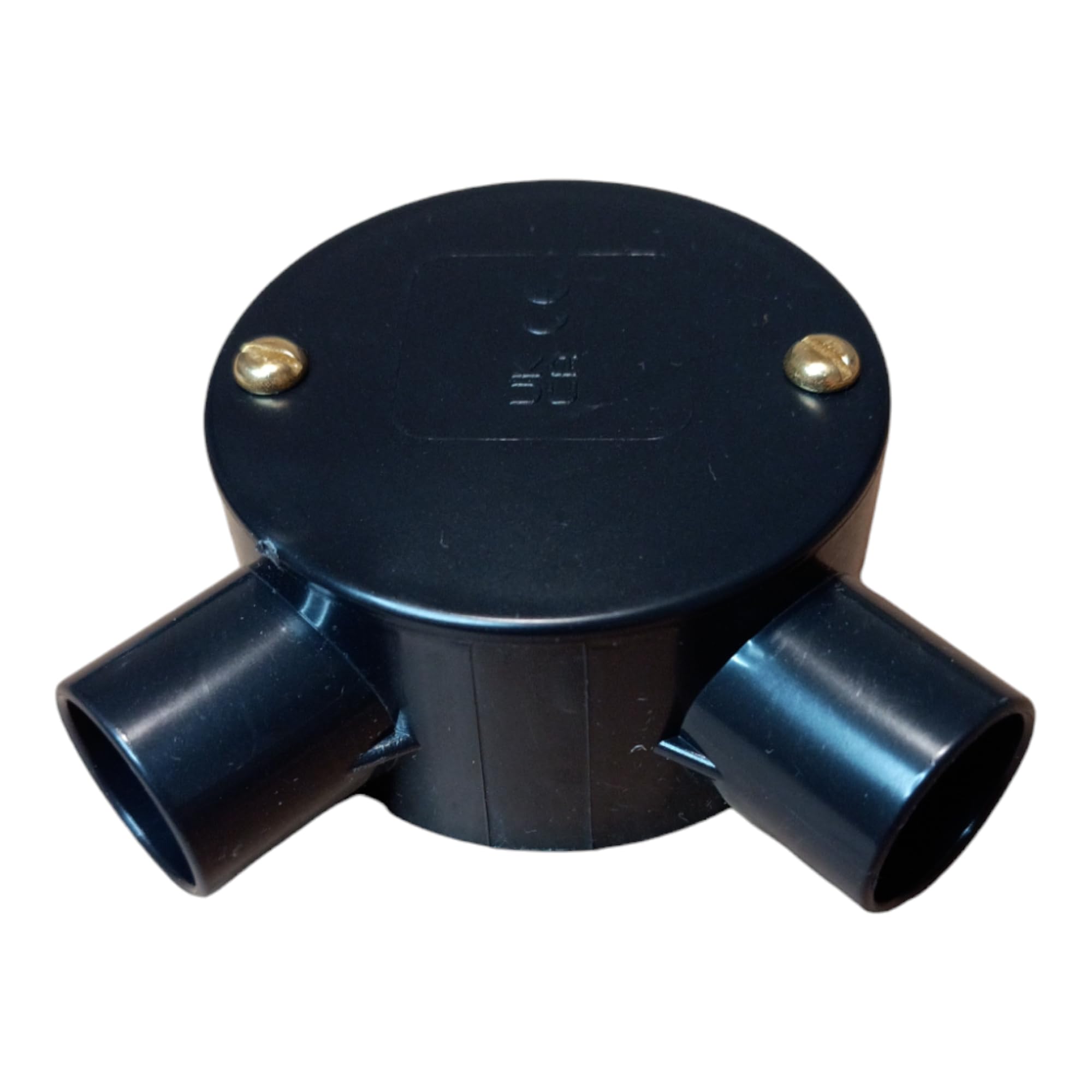 Black 25mm PVC Conduit Angle Box 2 Way Terminal Box with Lid and Screws - Pack of 1