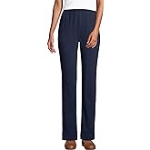 Lands' End Women's Relaxed Fit Sport Knit High Rise Pants - Soft Cotton Pull-On with Elastic Waist