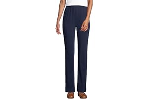 Lands' End Women's Relaxed Fit Sport Knit High Rise Pants - Soft Cotton Pull-On with Elastic Waist