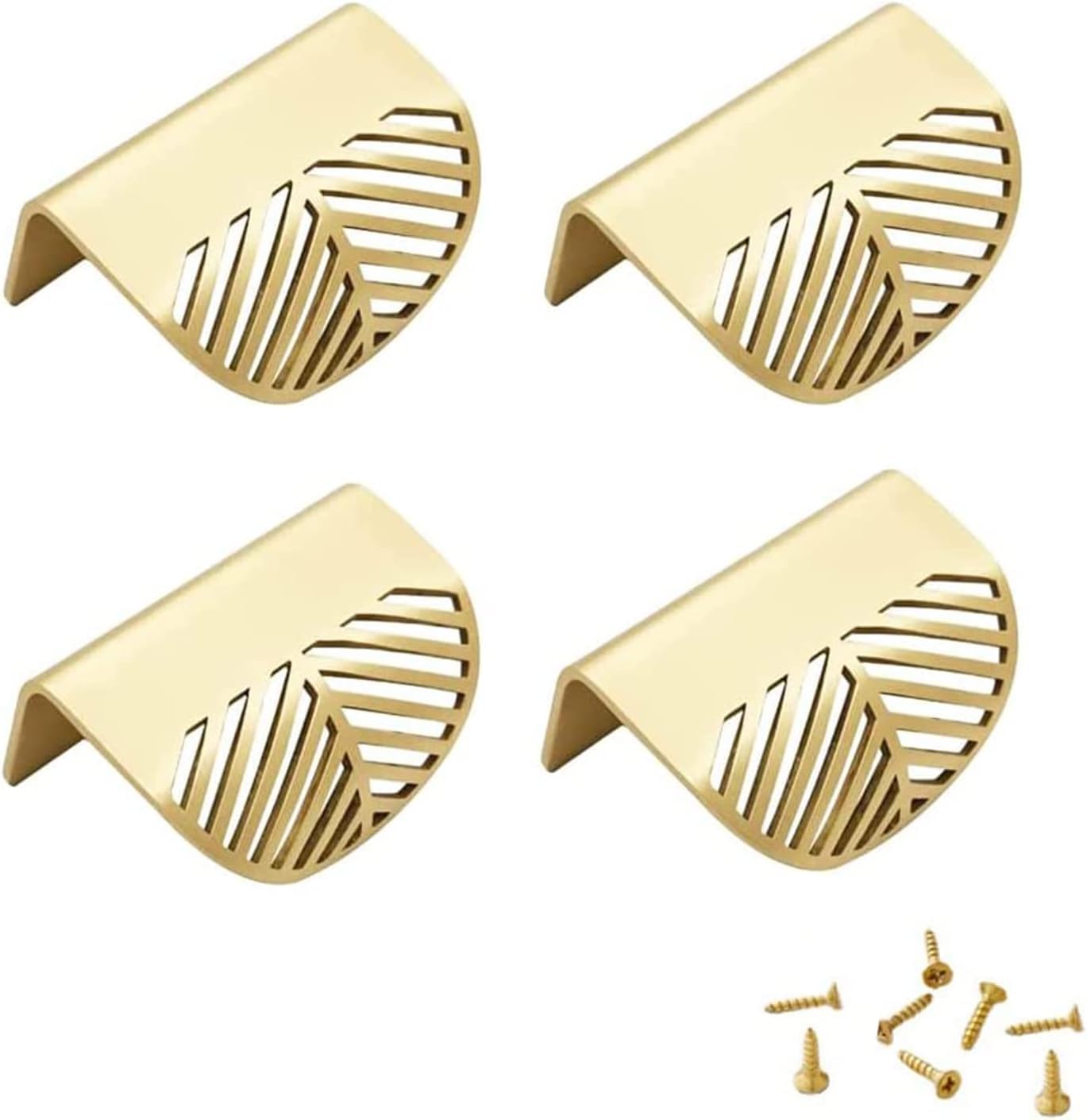 Telituny Copper Leaf Shape Drawer Handles, 4pcs Leaf Shape Cabinet Pulls Brass Gold Furniture Handles Kitchen Door Drawer Pull Knobs Leaf Shaped Handle for Home Office Hotel and Kitchen