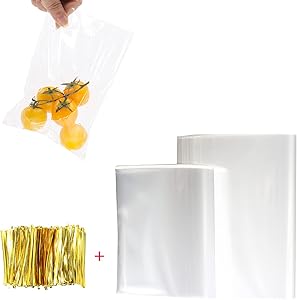 Clear Cookie Bags, 400pcs Cellophane Bags with 250Pcs 4×6''& 150Pcs 5×7'' Cellophane Gift Bags, 400Pcs Twist Ties for Bakery, Candle, Cookie, Jewelry, Snack, Dessert