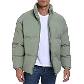 PEGENO Mens Winter Padded Jackets Full Zipper Windproof Jacket Coat