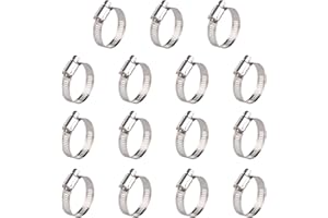 Winlong 1 1/2'' Stainless Steel Hose Clamps, 15PK SAE 24 Worm Gear 1.5'' Hose Clamps Adjustable 1 inch-2 Inch (25-51mm) for Automotive Plumbing, 1 1/2’’, 1 3/4'', 1 1/4’’