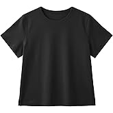 Stelle Women's Cotton T-Shirts Crewneck Short Sleeve Basic Tees Summer Casual Solid Crop Tops