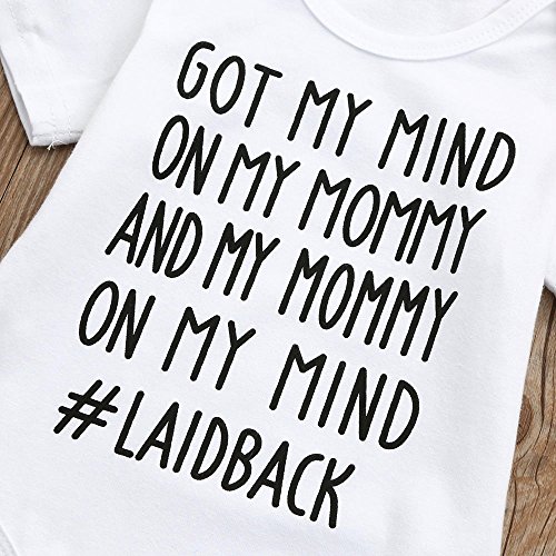 Clearance Sale 0-24 Months Newborn Infant Baby Kids Girl Boy Letter Print Romper Jumpsuit Sunsuit Outfits Clothes (White A, 0-6 Months) - Thumbnail 4