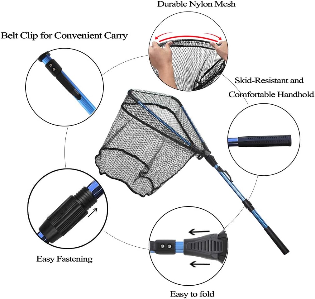 ZHENDUO OUTDOOR Fishing Net Fishing Landing Net Collapsible Telescopic Fishing Nets for Safe Fish Catching or Releasing with Fish Gripper Fishing Gear Tool Set : Sports & Outdoors