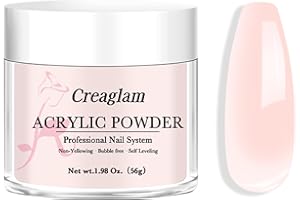Creaglam Acrylic Powder for Nail 56g: 2oz Petal Pink Acrylic Powder Large Capacity Professional for 3D Art Carving French Extension - DIY Nail Carving Long-Lasting No Needed Lamp