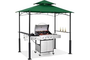 ABCCANOPY 8'x 5' Grill Gazebo Canopy - Outdoor BBQ Gazebo Shelter with LED Light, Patio Canopy Tent for Barbecue and Picnic (Forest Green)