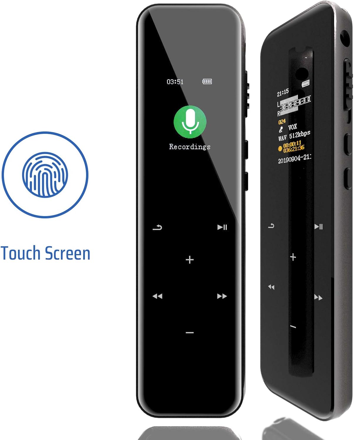 Wohlman. Digital Voice Recorder 16GB 1536kbps Touch Screen High Recording Quality Noise Reduction Easy Operation Auto Activation MP3 Voice Recorder for Lecture Interview Meeting