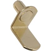 Hillman Shelf Pins, 5mm, 20 Pack, Brass-Plated Steel | Steel construction for 5mm predrilled holes, supports shelves in cabinets, bookcases, or storage units, installs by hand