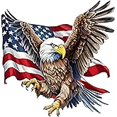 2 PCS American Flag Eagle Vinyl Decals - Patriotic Waterproof Stickers for Car Bumper, Truck, Motorcycle - USA Themed Removable Decal for Laptop, Vehicle (A-195)