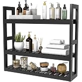 Domax Bamboo Bathroom Shelf 3-Tier Wall Mount Storage Rack Multifunctional Adjustable Layer Free Standing Over Toilet Utility