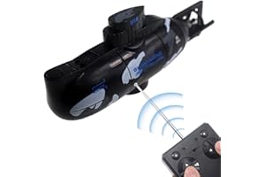 Tipmant Mini RC Submarine Remote Control Boat Ship Military Model Electric Water Toy Waterproof Diving Kids Gift Black