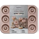 HAPPIELS 12 Well Donut Pan Nonstick, PFOA &amp; BPA Free | | Non-Toxic - High Carbon Steel - Gold - Donuts Mold for Oven Baking