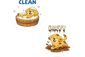 Cute Dog Dirty Clean Dishwasher Magnet, 3.54x3.54in/9x9cm Funny Puppy Double-Sided Reversible Dishwasher Clean Dirty Indicato