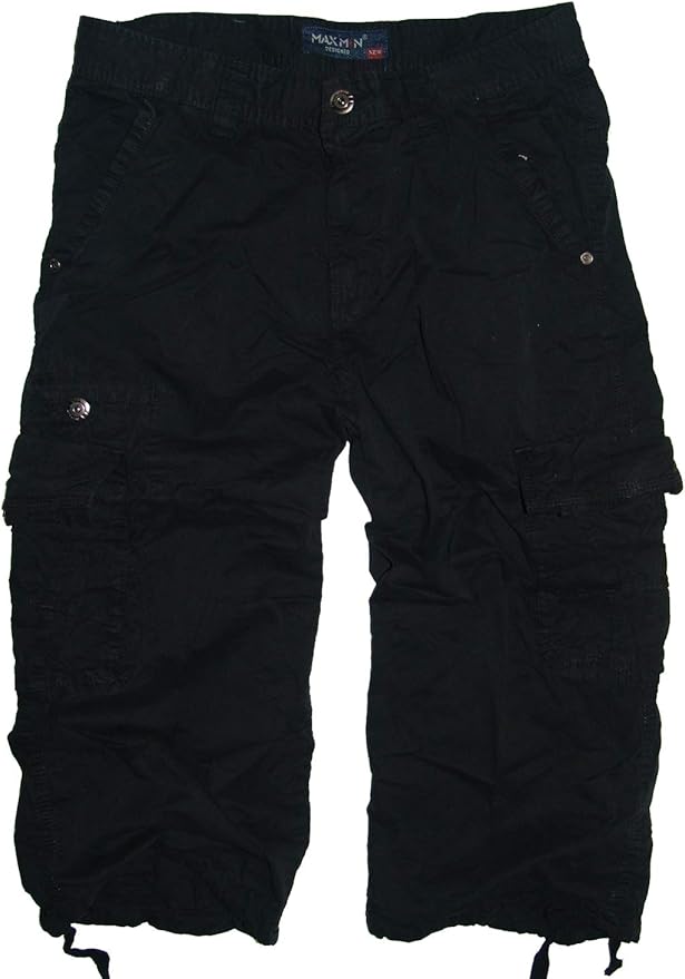m.g.fashion Men's 3/4 cargo trousers, summer trousers. Black XL