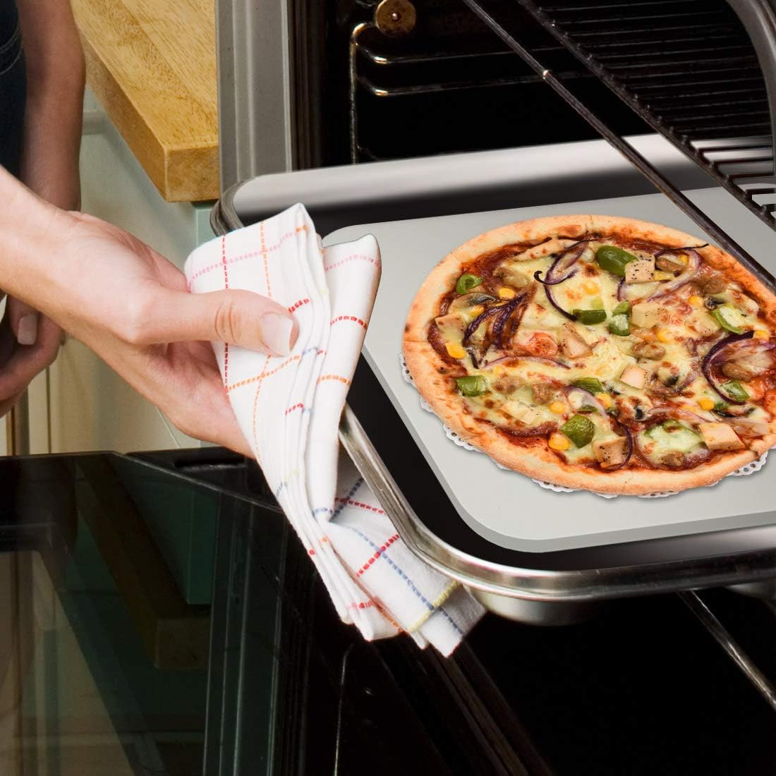 Homcosan Pizza Stone for Oven Grill, Baking Stone, Cooking Stone, Pizza Pan Perfect for BBQ Bread, Safe Cordierite and Thermal Shock Resistant(Elegance, 15''x12'' Rectangular) : Garden & Outdoor
