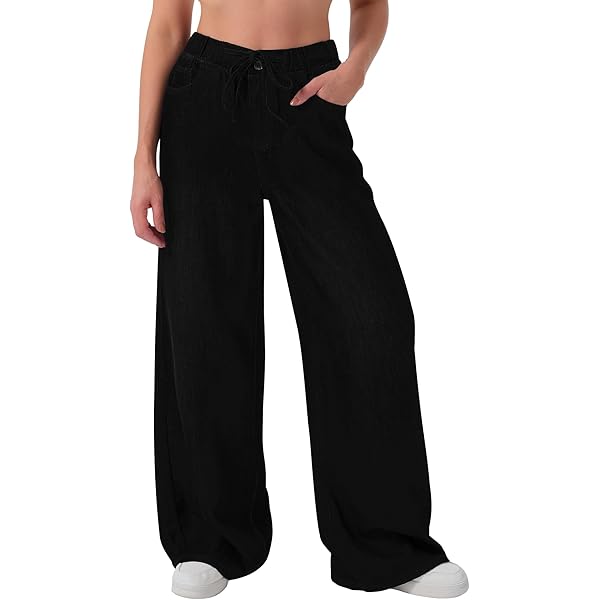 Ladyful Womens Straight Leg Cuffed Jeans High Waisted Denim Pant