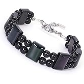 HASKARE Natural Crystal Beads Bracelet for Men Genuine Premium Obsidian Protection Guardian Stone Bracelet Energy Activation Mens Beaded Bracelet Rainbow Light Gradient Crystal Gifts for Mens Father