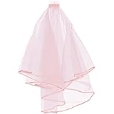 Beaupretty Pink Veil 2 Tier Center Cascade Wedding Veil Bridal Bridal Wedding with Comb Party Photo Shot Short Double Layer Halloween