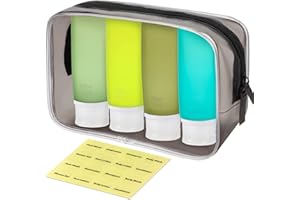 INSFIT Portable Travel Bottles, TSA Carry On Approved Toiletries Containers, 3 Ounce Leak Proof Squeezable Silicone Tubes