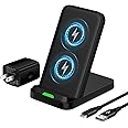 Samsung Wireless Charger Fast Charging Stand for Galaxy S24 FE/S25Ultra/S24 Plus/S23+/S22/S21/S20/S10, Wireless Phone Charger Android Desk Charging Station for Google Pixel 9 Pro XL/8 with 18W Adapter