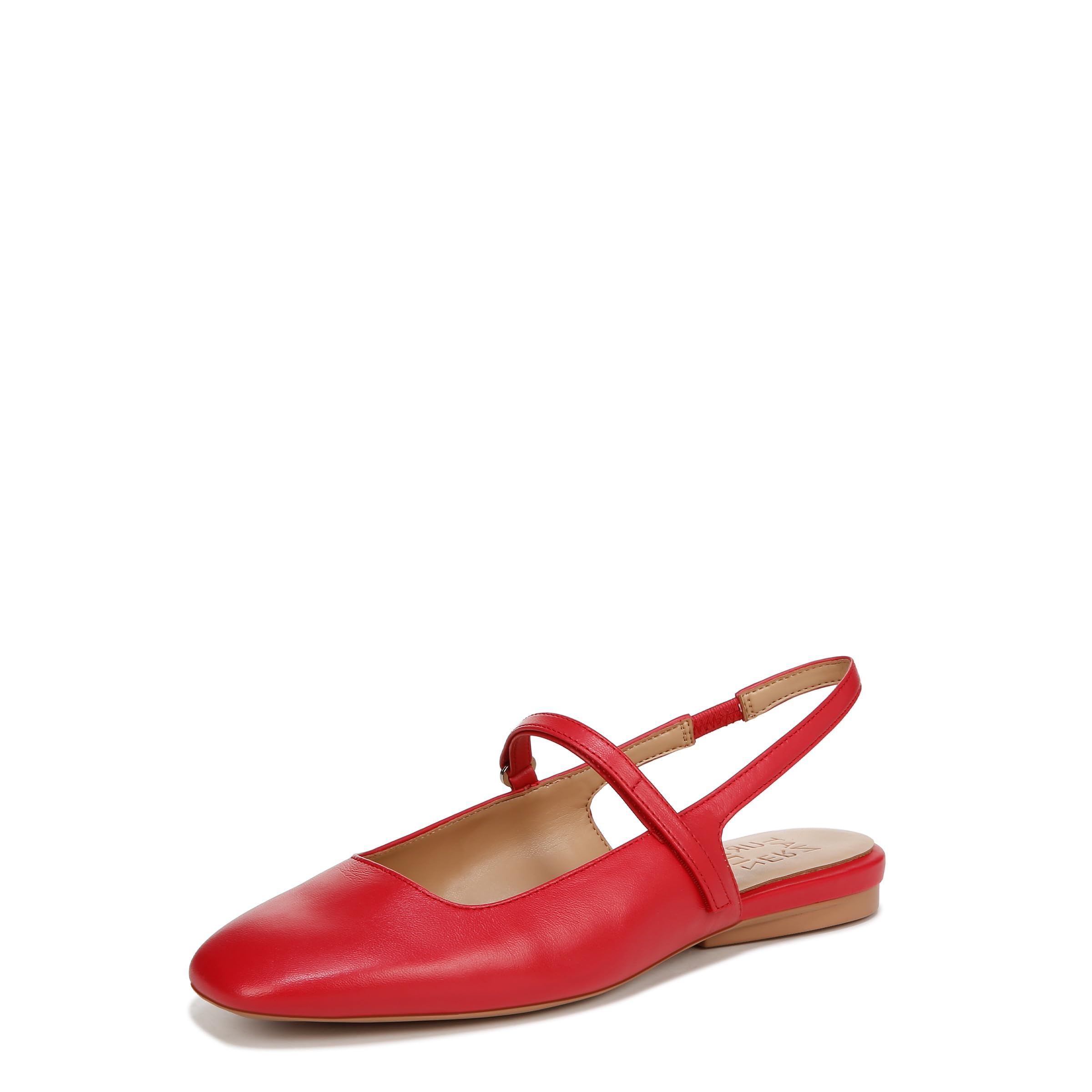 Naturalizer Womens Connie Mary Jane Slingback Ballet Flat Crantini Red Leather 8 W