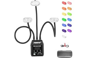 Fomito Mini Macro Flash, Single Contact Hotshoe, Three-Head with 13pcs Diffuser and Type-C Cable, 8 Levels of Adjustable Brightness, 9-Stop LED Light Effect, Built-in 3.7V/2000mAh Battery - 17.52inch