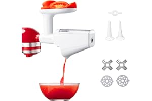 KITCHTREE Fruit & Vegetable Strainer Attachment Set for KitchenAid - Includes Food Grinder Attachment and Sausage Stuffer Tubes, Compatible with KitchenAid Stand Mixers