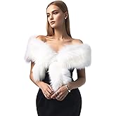 Barelove Long Women's Faux Fur Collar Scarf Wrap, Cold Winter Warm Wrap Stole Scarf Shawl Shrug Neck Warmer