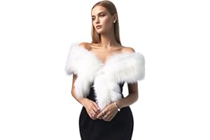 Barelove Long Women's Faux Fur Collar Scarf Wrap, Cold Winter Warm Wrap Stole Scarf Shawl Shrug Neck Warmer (Warm White)