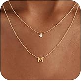 HLJEO Layered Initial Necklaces for Women, 14k Gold Plated Letter Necklace Set Dainty Gold Initial Necklace Stack Cute Layering Choker Necklaces for Women Trendy Fashion Jewelry