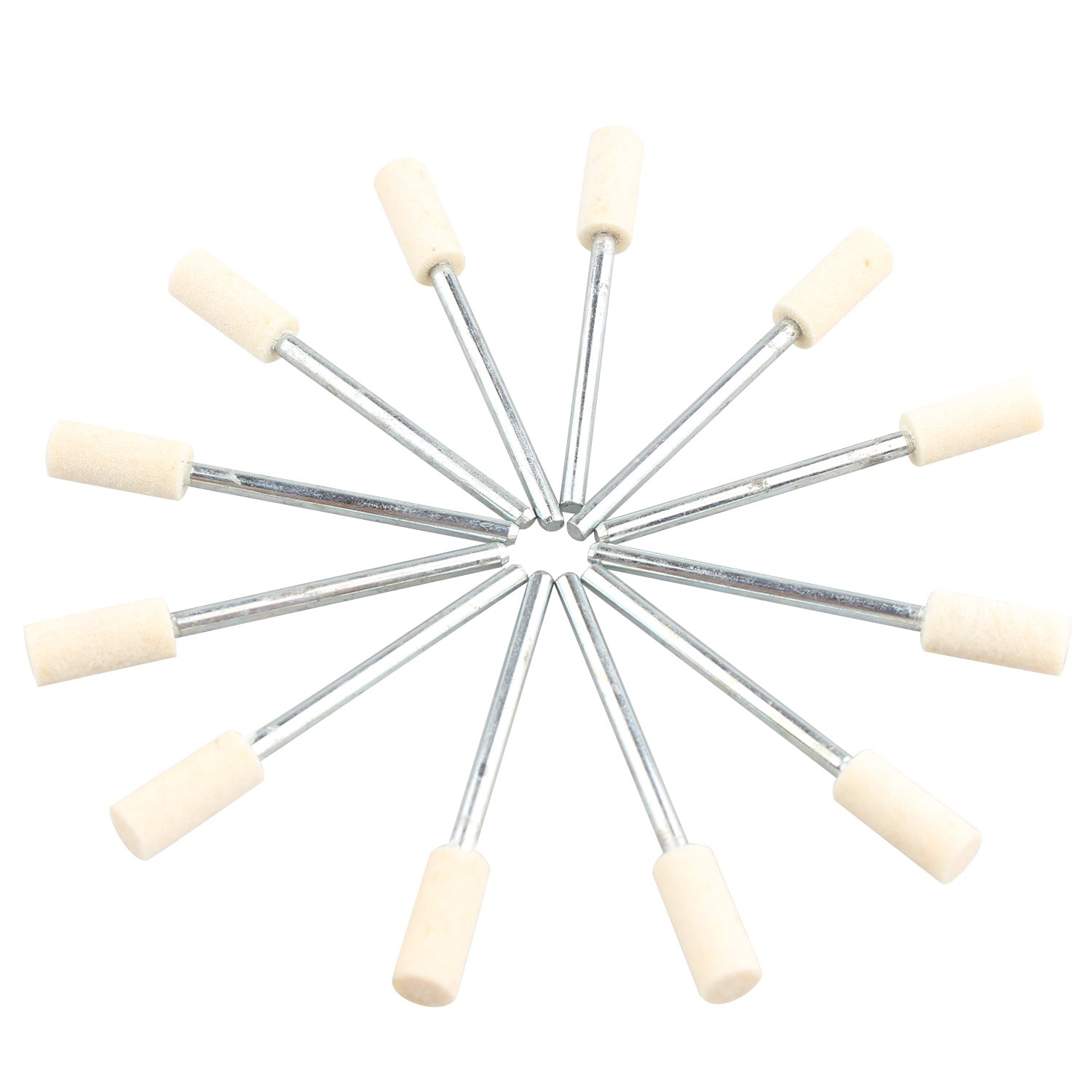 Futheda 12pcs 5mm Cylindrical Felt Polishing Pad, Felt Polishing Kit Polishing Tools for Jewelry, Glass, Stone, Ceramic, Nail Art