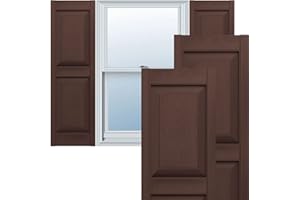 MID AMERICA Mid-America 00021247009 Standard Size Williamsburg Double Panel Vinyl Shutters, w/Installation Shutter-Lok's & Matching Screws (Per Pair), 009, 12"W x 47"H, Federal Brown