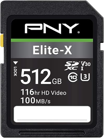 PNY Elite-X SDXC 512GB Class 10 UHS-I U3 100MB/s Memory Card