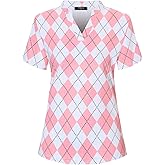 Vidusou Women's Short Sleeve Golf Polo Shirts Tennis Shirts Sport T-Shirts Workout Tops