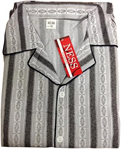 Men's Soft Comfortable Cotton Blend Sleepwear Two Piece Pajamas Lounge Sleep Set - Black Square (Medium)