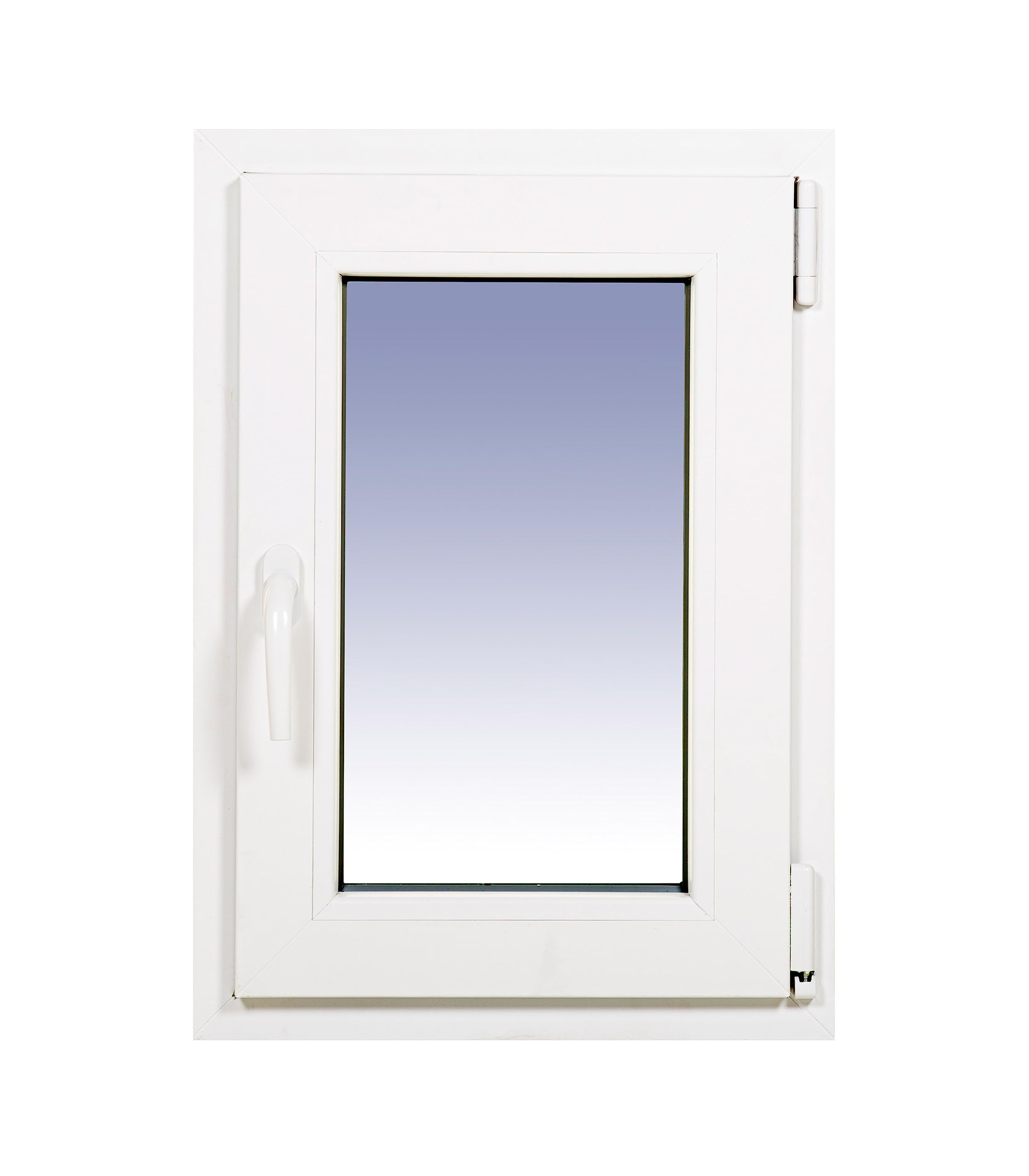 VENTANA STOCK PVCB0015L Ventana PVC Practicable Oscilobatiente Derecha 500 ancho x 700 Alto 1 hoja con vidrio Carglass (Climalit Mate) Oscillating Window, White, 50 cm x 70 cm