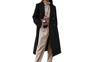 IDEALSANXUN Womens Long Wool Coats Fall Winter Double Breasted Trench Coat Peacoat