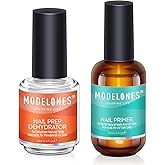 Modelones Nail Primer, 2PCS Professional Natural Nail Prep Dehydrate & Bond Primer, Superior Bonding for Gel Nail Polish 15ml