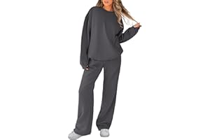 Caracilia Women's 2 Piece Outfits Sweatsuit Oversized Sweatshirt Wide Leg Pants Y2K Tracksuit Lounge Sets 2024 Fall Clothes