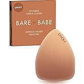 Bare Babe Triangle Adhesive Nipple Covers - Sticky Reusable Silicone Breast Stickers - Waterproof, Nude, 4 Shades